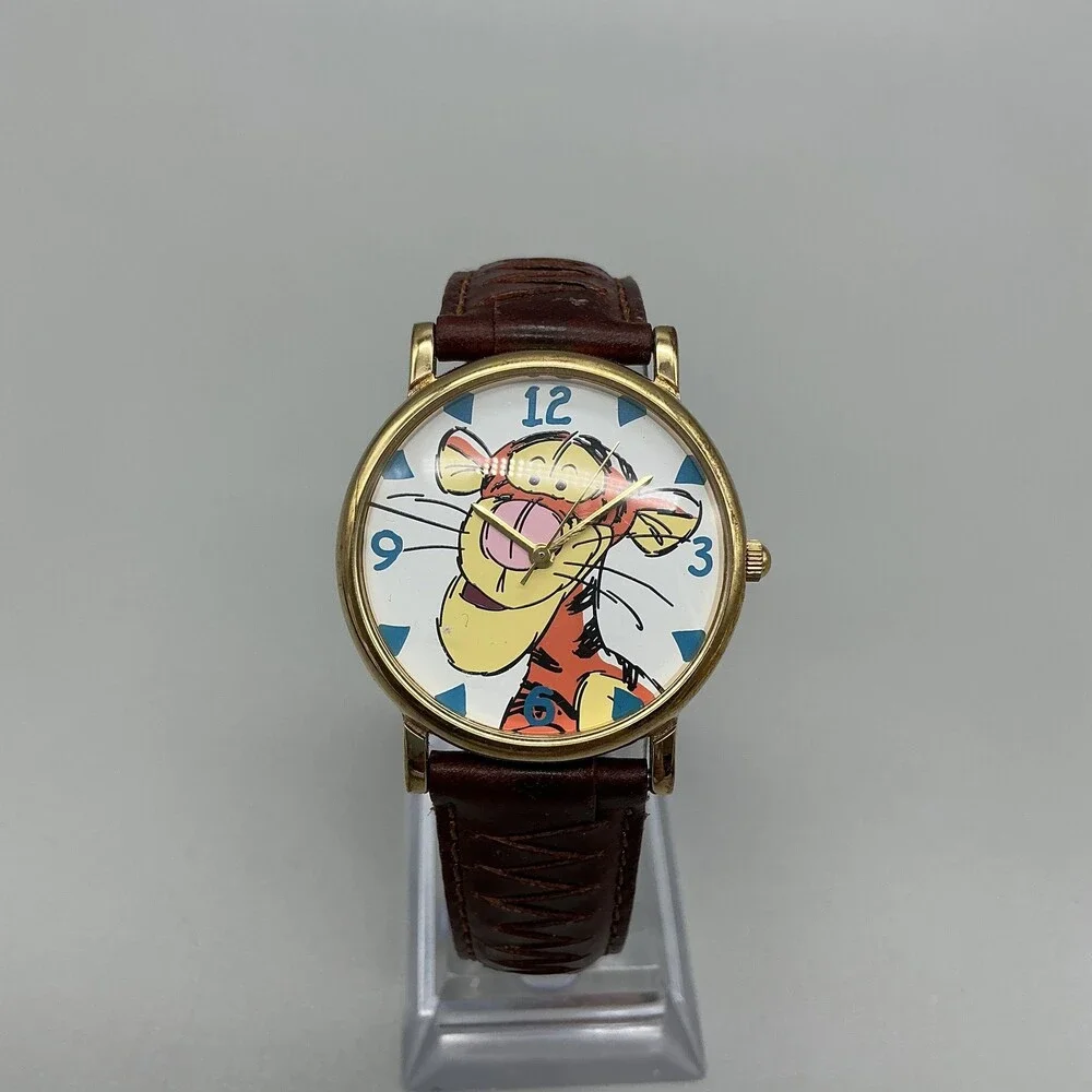 Vintage Timex Disney Pooh Tigger Women Watch 33mm Winnie the Pooh Brown Leather